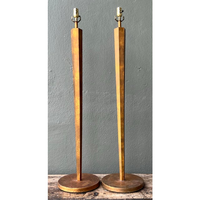 Vintage Patinated Metal Floor Lamps - Pair For Sale - Image 11 of 12
