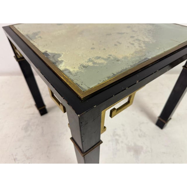 Black and Brass Side Table with Greek Key Detail, 1970s For Sale - Image 6 of 17