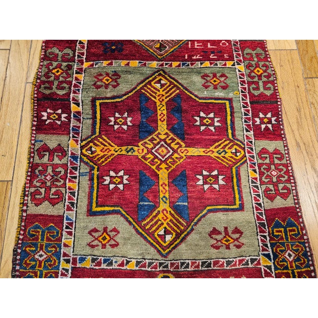 Early 20th Century Turkish Oushak Runner, Hand-Knotted Wool, Geometric Pattern, 3x16 For Sale - Image 16 of 16