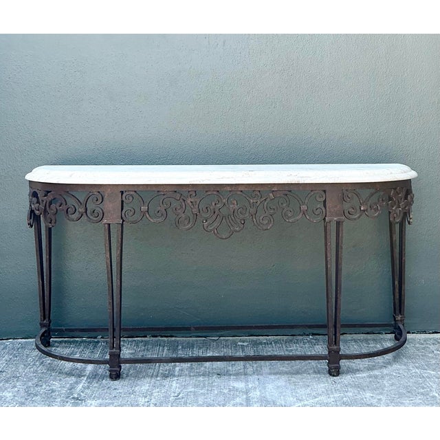 Vintage Wrought Iron Console Table For Sale In West Palm - Image 6 of 12