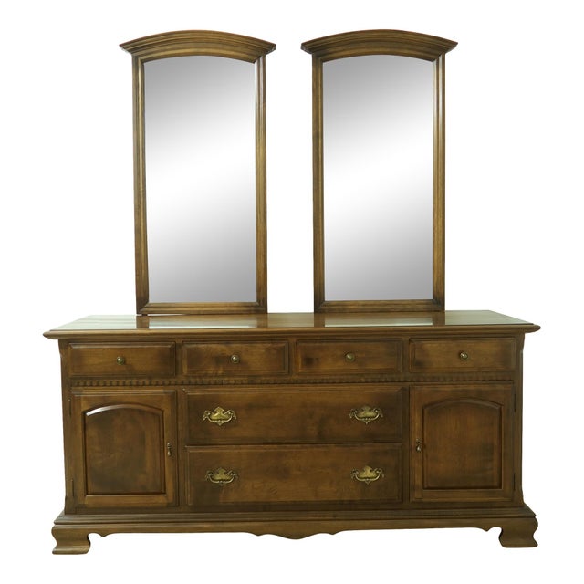Ethan Allen Classic Manor Maple Dresser W. Mirrors Chairish