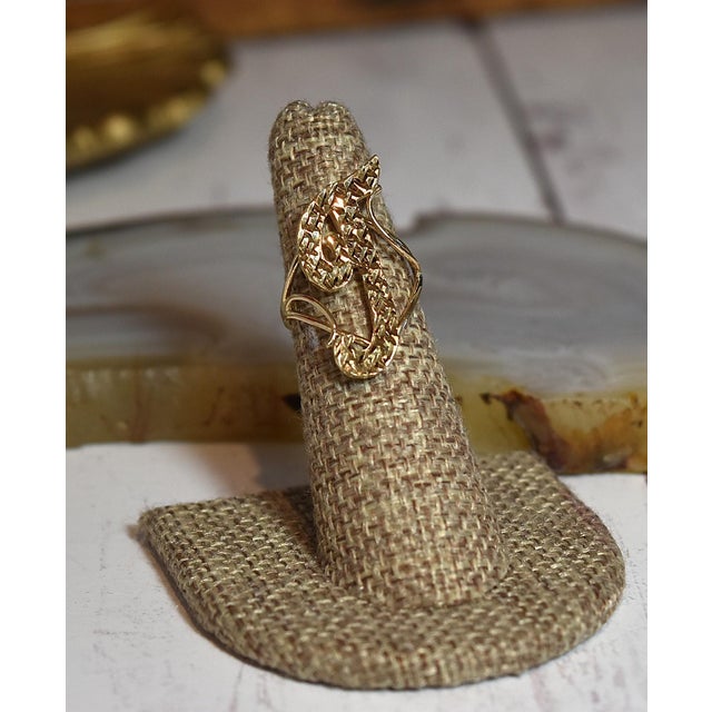 Modern Vintage 14k Yellow Gold Diamond Cut Initial Ring Letter T Size 6 For Sale - Image 3 of 17