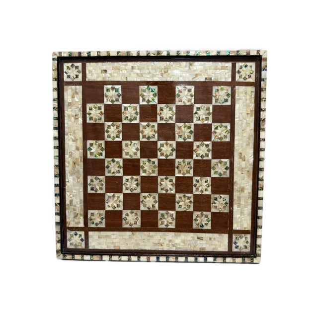 Handmade Wooden Chess Board, Wood Chess Board, Game Board, Mother of Pearl Inlay For Sale - Image 12 of 12