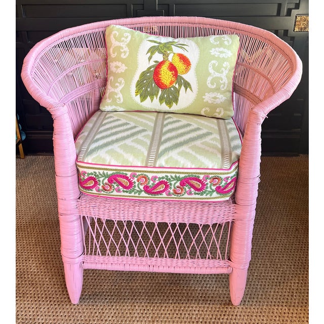 2020s Pair of Pink Wicker Chairs Palm Beach Style For Sale - Image 5 of 14