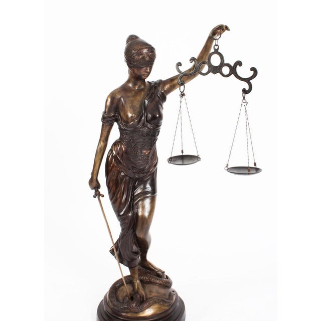 4ft Lady Justice Statue, 20th Century, Bronze For Sale - Image 4 of 18
