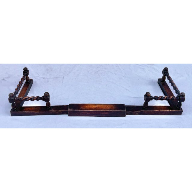 Mid 19th Century 1800's Antique Turned Wood Fireplace Fender For Sale - Image 5 of 12