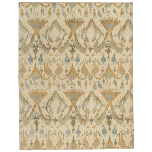 2010s Vintage Earth-Tone Ikat Rug, 8'1 X 10'4 For Sale - Image 10 of 10