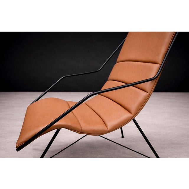 Brown Armchair in Brown Leather & Iron, Carlo Hauner, 1950s For Sale - Image 8 of 10