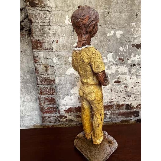 Primitive Cement Sculpture of Boy with Dog, USA, 1945 For Sale - Image 9 of 9