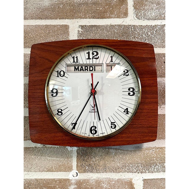 1960s French JAZ Transistor Wall Clock with Calendar, 1960s For Sale - Image 5 of 5