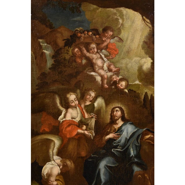 Baroque Circle of Pietro da Cortona / Berrettini, Christ in the Desert, 1650, Oil on Canvas For Sale - Image 3 of 15