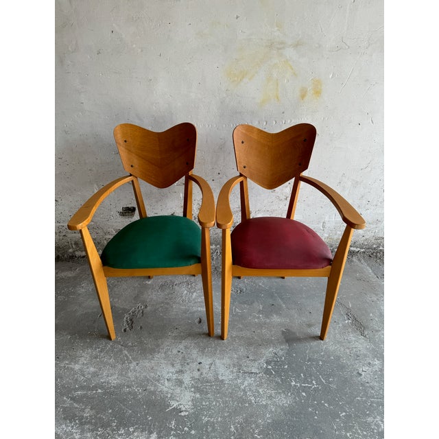 Heart Model Chairs by René-Jean Caillette, 1950s, Set of 6 For Sale - Image 6 of 17