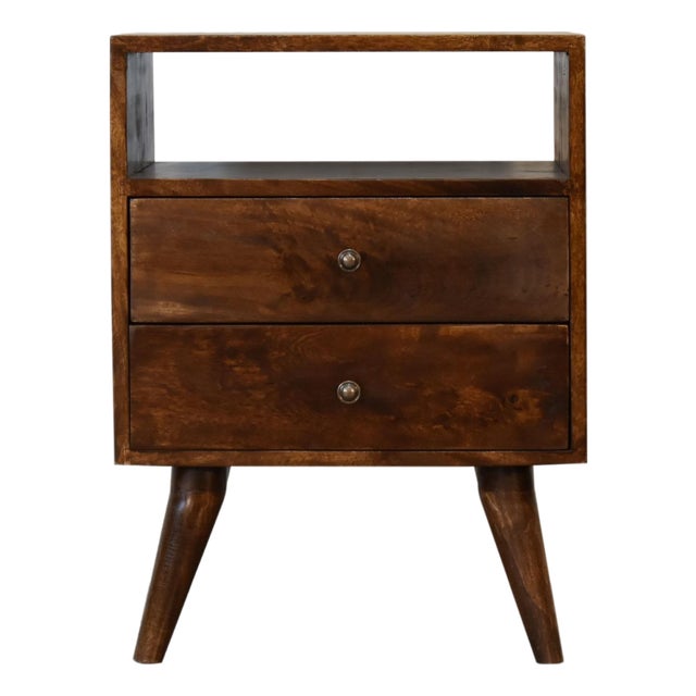 Mid-Century Inspired Bedside Table With Brass Hardware For Sale