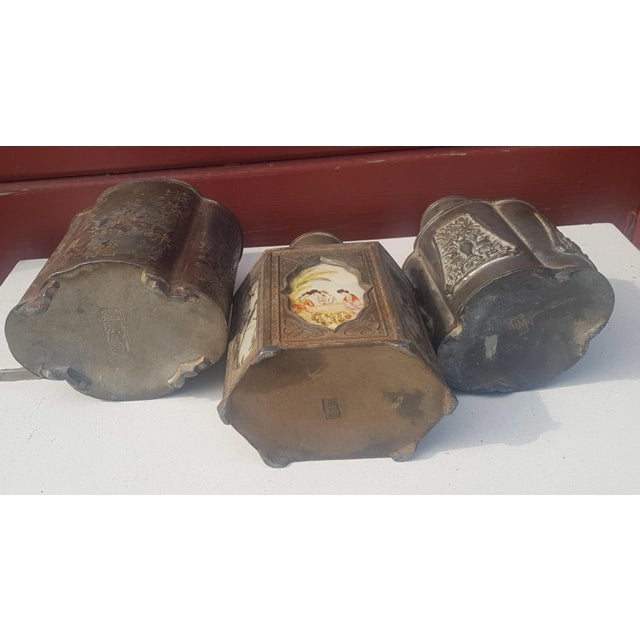 Ancient Chinese Pewter Tea Caddy, Set of 3 For Sale - Image 9 of 10