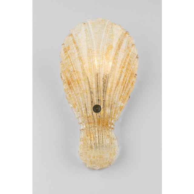 Metal Murano Ice Glass Brass Sconces attributed to Hillebrand, Germany, 1970s, Set of 2 For Sale - Image 7 of 10