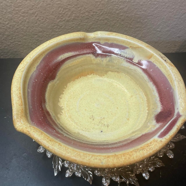 Tan 1970s Gorgeous Signed Stone Bridge Pottery Drip Glaze 7” Stoneware Bowl For Sale - Image 8 of 8
