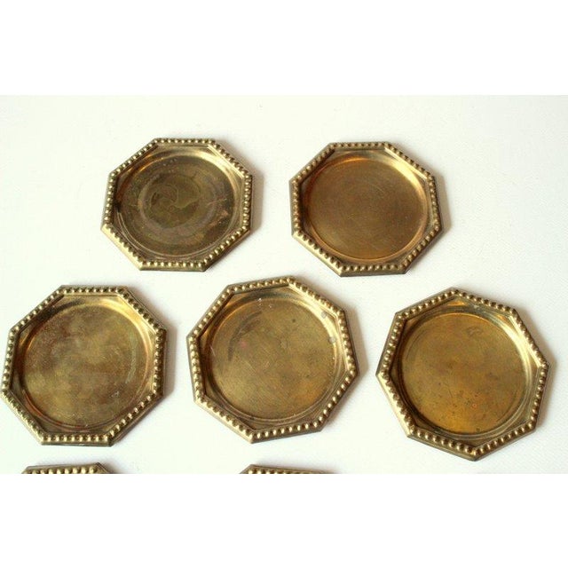 Mid-Century Modern 1960s - Octagonal Brass Coasters - Set of 8 - Vintage For Sale - Image 3 of 8