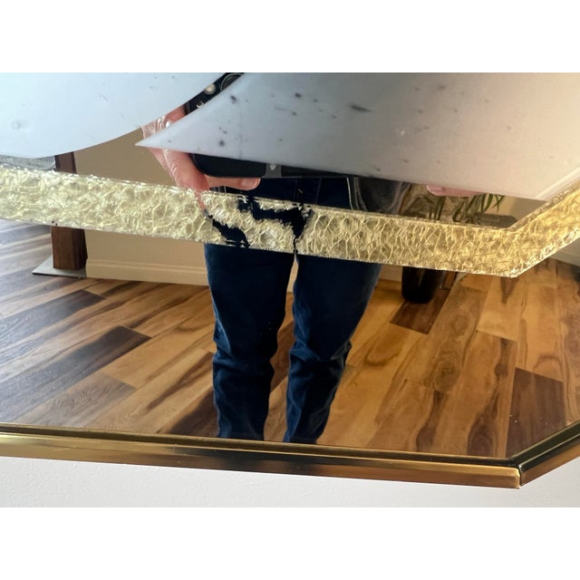 Vintage Octagon Wall Mirror: 1980s Windsor Postmodern Floral Vase Brass For Sale - Image 11 of 12