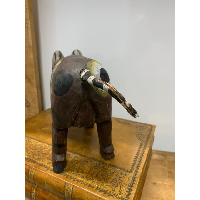 Vintage 1970’s Painted & Carved Wood Guatemalan Folk Art Pig For Sale - Image 4 of 5