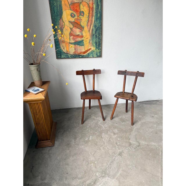 Folk Art Savoyard Tripod Chairs in Oak, 1900s, Set of 2 For Sale - Image 11 of 18