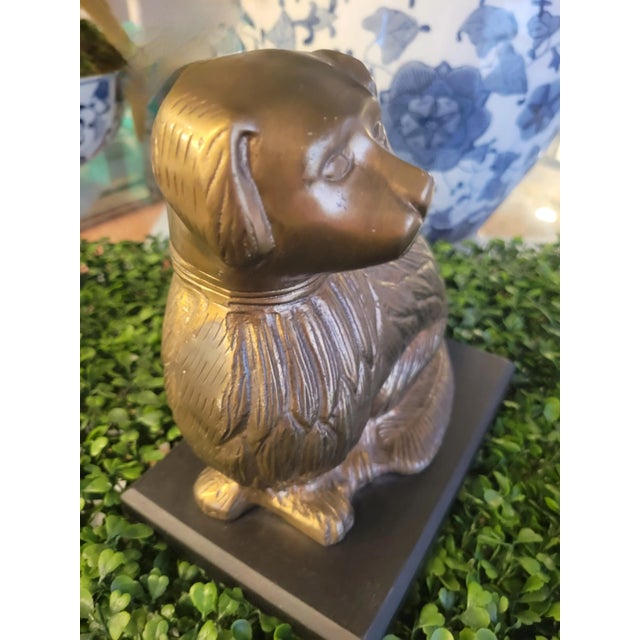 1980s Vintage Brass Staffordshire Dog Statue Room Decor For Sale - Image 5 of 10