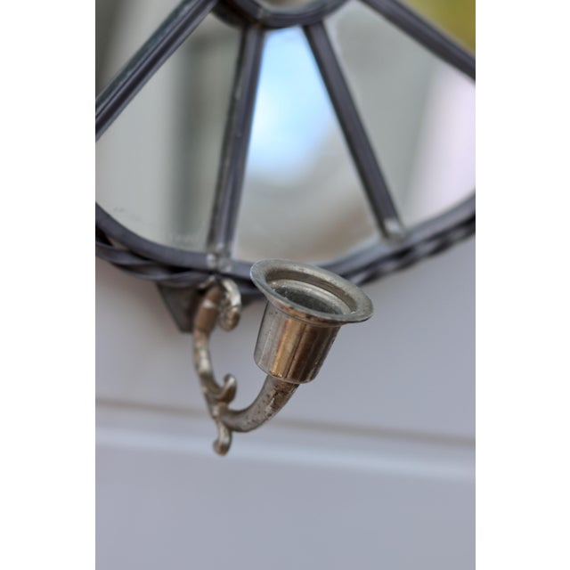 Vintage Sun Mirror Sconces in Pewter by Klöva Hallar, Set of 2 For Sale - Image 6 of 8
