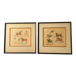 19th Century English Hand-Colored Engravings by Henry Alken, Framed - a Pair For Sale