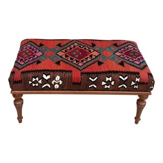 Handmade Kilim Upholstered Bench For Sale
