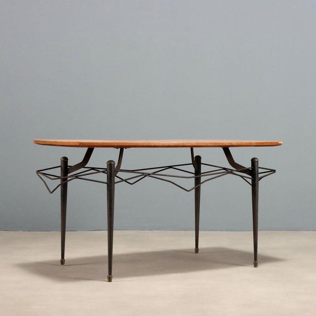 Wood Vintage Teak and Lacquered Metal Coffee Table, 1960s For Sale - Image 7 of 8