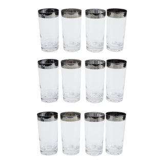 Dorothy Thorpe Silver Rimmed Tumblers - Set of 12 For Sale