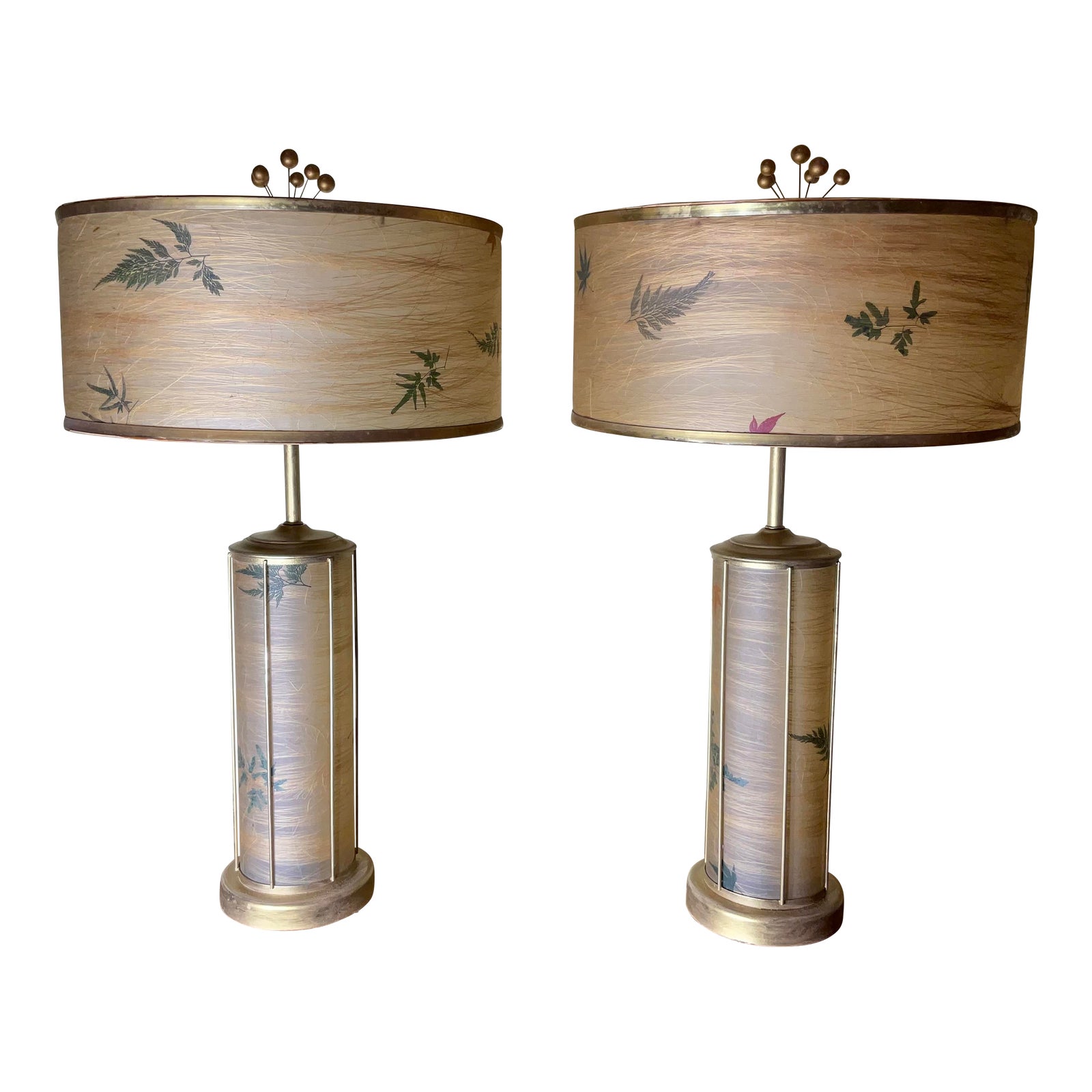 Funky Pair of Mid-Century Modern Asian-Inspired Table Lamps - Unique Design, image size:1600x1600
