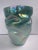 Mid 20th Century Iridescent Aqua Art Glass Vase With Asymmetrical Sculptural Form For Sale - Image 4 of 8
