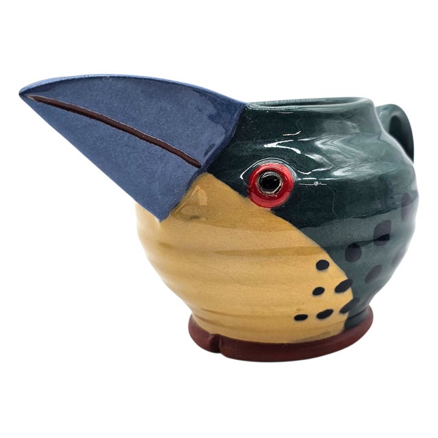 2000 - 2009 Gillian McMillan Avix Kookaburra Jug and Sugar Bowl Pair Signed Earthenware Studio Pottery 2008 For Sale - Image 5 of 14