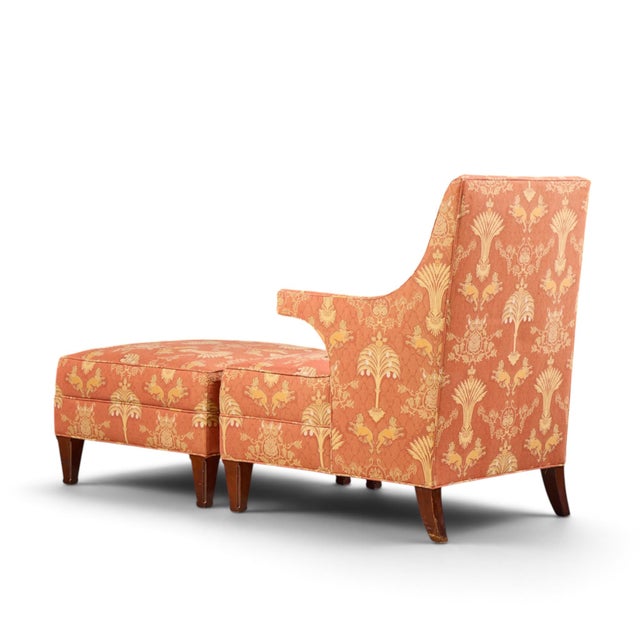 Mid 20th Century Baker Furniture Wingback Lounge Chair With Ottoman For Sale - Image 5 of 10