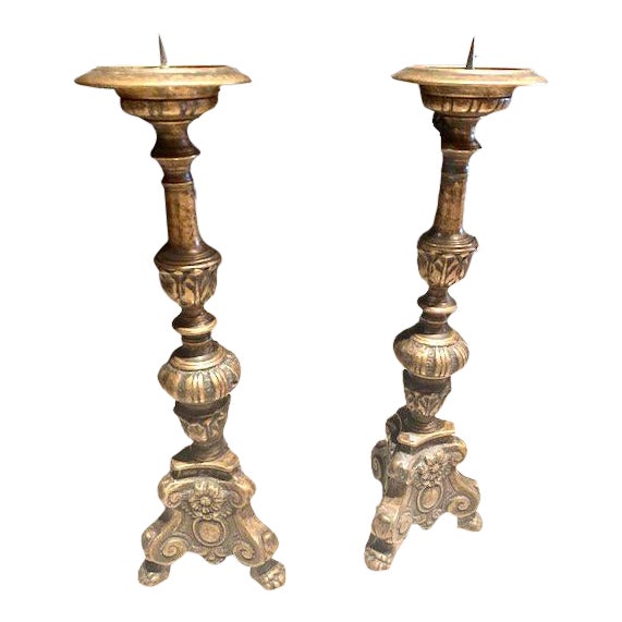 Vintage Brass Floor Candle Stands a Pair Chairish