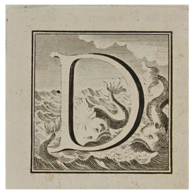 Luigi Vanvitelli, Letter of the Alphabet D, Etching, 18th Century For Sale