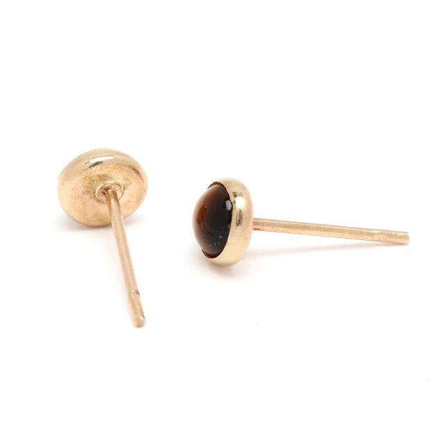Stones: tigers eye Length: 4.9 mm Weight: .3 dwts / .5 grams Stamps: "14k" SKU: E4055 A Couple Of Things to Note: * This...