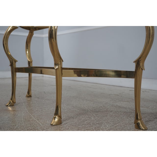 Labarge Labarge Brass & Glass Horse Head Demilune Console Table For Sale - Image 4 of 13
