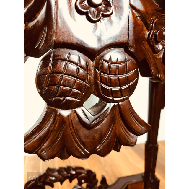 1930s Artisan Carved - Demi Lune Console Table Solid Mahogany For Sale In Minneapolis - Image 6 of 8