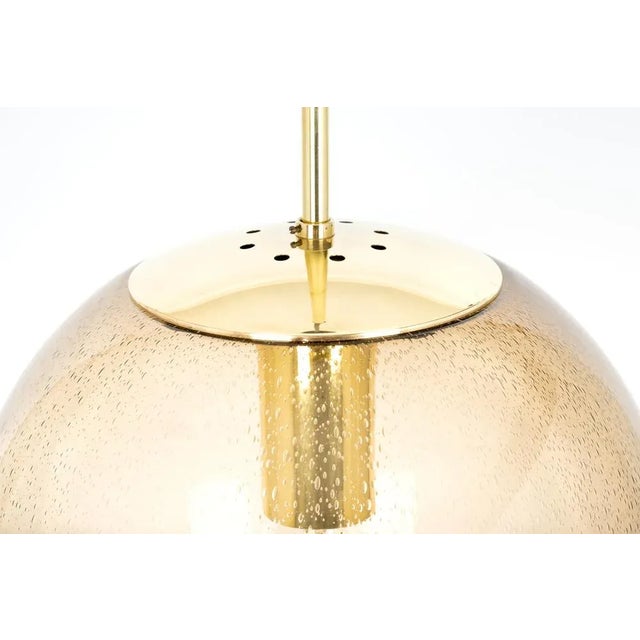 Large Brass with Smoked Glass Ball Pendant from Limburg, Germany, 1970s For Sale - Image 6 of 10