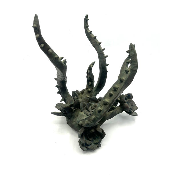 Vintage Bronze Sculpture of Blooming Succulent For Sale - Image 14 of 18