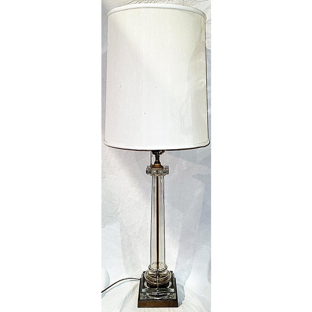 Vintage Glass Column Table Lamp For Sale - Image 9 of 9