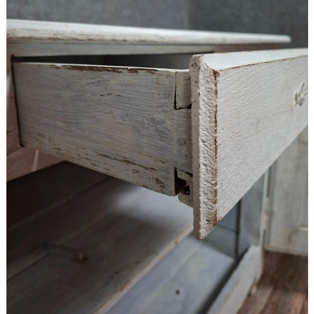Wood Small Rustic Louis XV Sideboard in Natural Painted Wood For Sale - Image 7 of 10