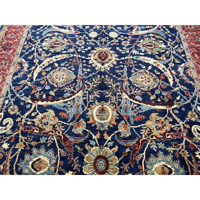 Navy Blue Navy Blue Bijar Persian Style Floral Wool Rug, 8' X 11' For Sale - Image 8 of 14