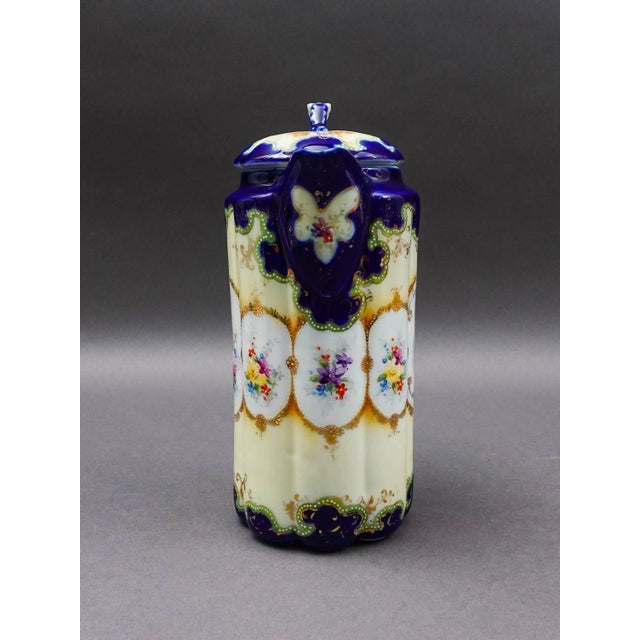Vintage Nippon Hand Painted Josephine Portrait Floral Porcelain Chocolate Pot For Sale - Image 4 of 8