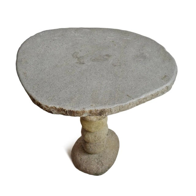 Contemporary Vintage Rustic Modern Stacked River Rock Bistro Table For Sale - Image 3 of 6