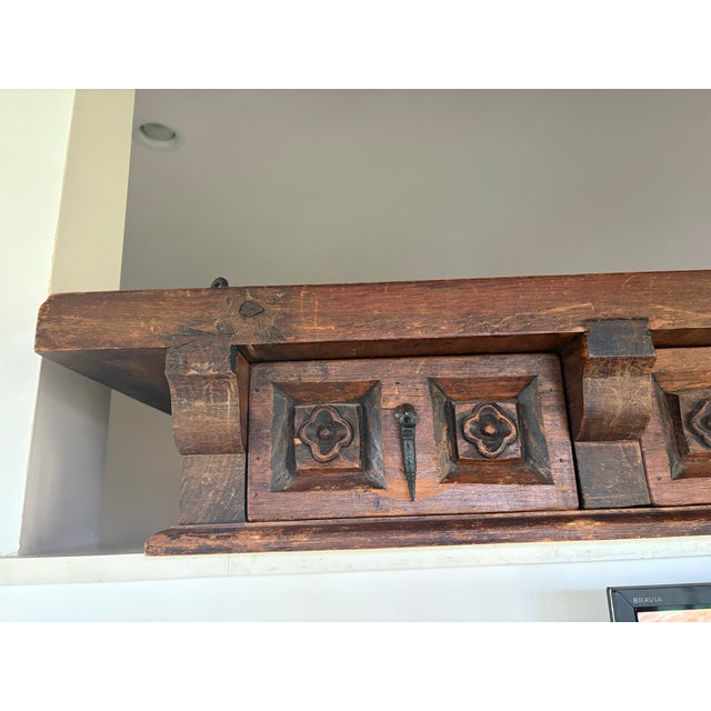 Unique and very rare case goods wall mounted shelf with drawers by Artes De Mexico International based in North Hollywood,...