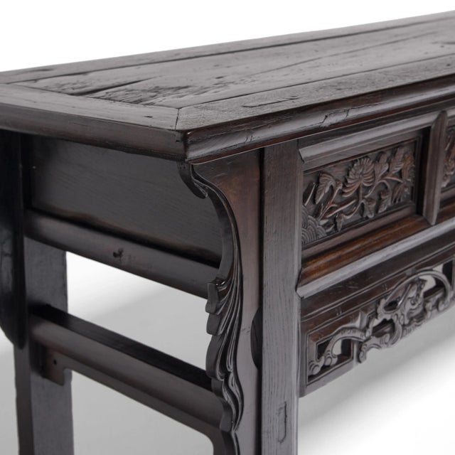 Antique Chinese Four Flowers Altar Table, 19th Century For Sale In Chicago - Image 6 of 7