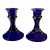 Cobalt Blue Glass Table Top Candle Holders - a Pair For Sale