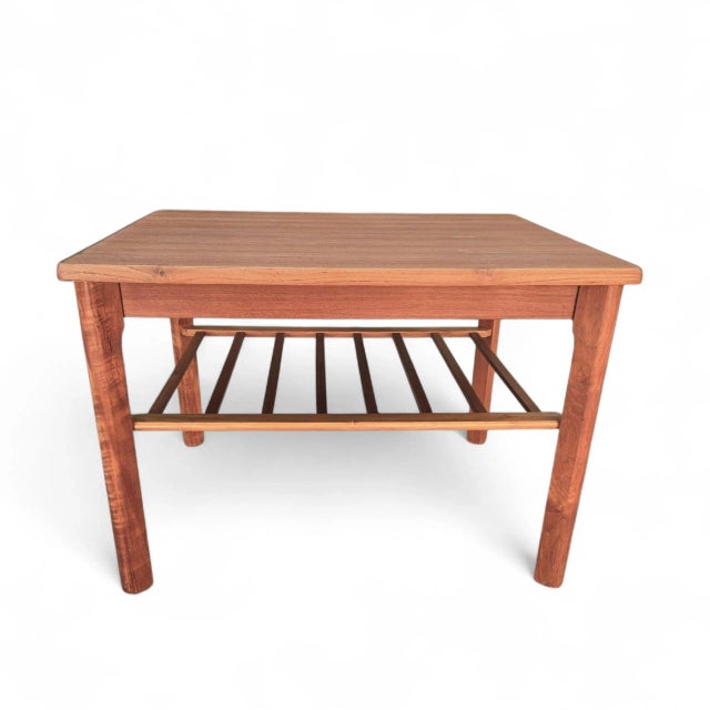 Mid Century Møbelfabrikken Toften Danish Modern Teak Side Table With Slatted Shelf For Sale - Image 4 of 10